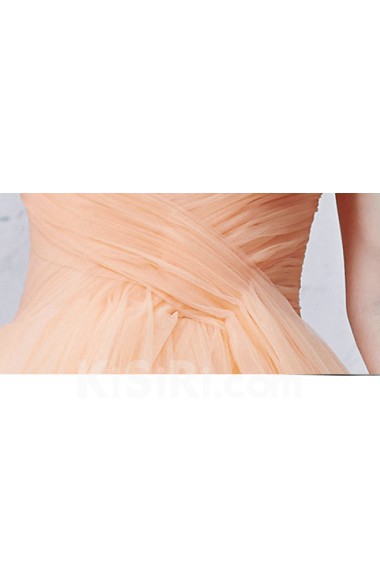 Tulle Sweetheart Sweep Train Sleeveless A-line Dress with Ruched