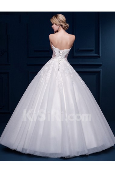 Tulle, Lace Sweetheart Floor Length Sleeveless Ball Gown Dress with Sequins, Applique