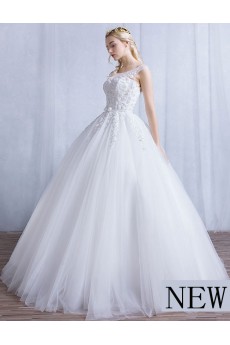 Tulle, Lace Scoop Floor Length Cap Sleeve Ball Gown Dress with Beads