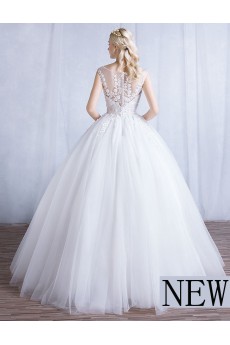 Tulle, Lace Scoop Floor Length Cap Sleeve Ball Gown Dress with Beads