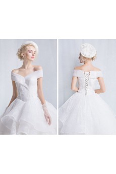 Tulle, Lace Off-the-Shoulder Sweep Train Ball Gown Dress