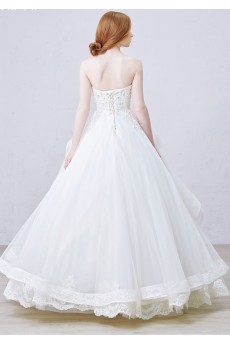 Lace, Tulle, Net, Satin Sweetheart Floor Length Sleeveless Ball Gown Dress with Rhinestone