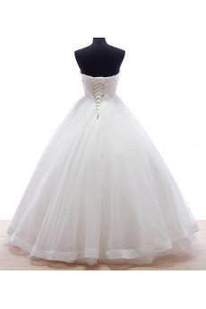 Lace, Tulle, Net, Satin Sweetheart Floor Length Sleeveless Ball Gown Dress with Rhinestone