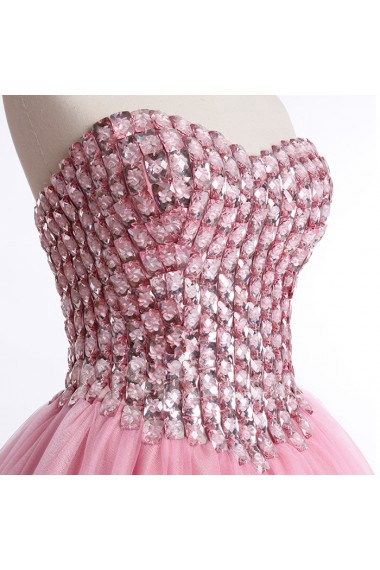 Tulle, Satin Sweetheart Floor Length Sleeveless Ball Gown Dress with Rhinestone