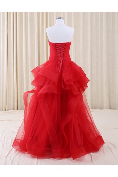 Tulle, Satin Sweetheart Floor Length Sleeveless Ball Gown Dress with Bow