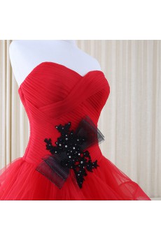 Tulle, Satin Sweetheart Floor Length Sleeveless Ball Gown Dress with Bow