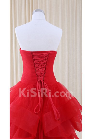 Tulle, Satin Sweetheart Floor Length Sleeveless Ball Gown Dress with Bow