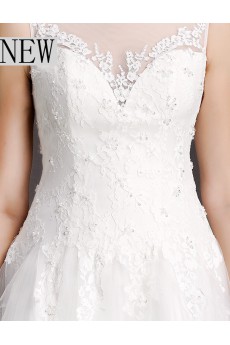 Lace, Tulle Bateau Cathedral Train Sleeveless A-line Dress with Sequins