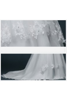 Organza, Satin Bateau Chapel Train Cap Sleeve A-line Dress with Lace, Sequins