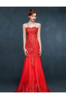 Tulle, Lace, Satin Sweetheart Floor Length Sleeveless Mermaid Dress with Rhinestone