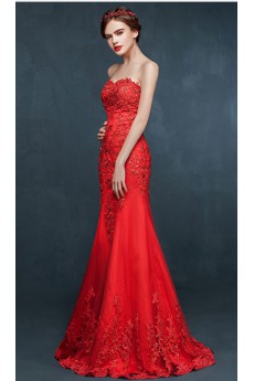 Tulle, Lace, Satin Sweetheart Floor Length Sleeveless Mermaid Dress with Rhinestone