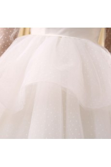 Tulle Jewel Sweep Train Long Sleeve Ball Gown Dress