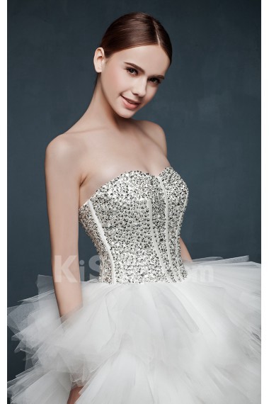 Tulle, Satin Sweetheart Sweep Train Sleeveless Ball Gown Dress with Rhinestone, Sequins