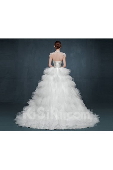 Tulle, Satin Sweetheart Sweep Train Sleeveless Ball Gown Dress with Rhinestone, Sequins