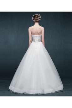 Tulle, Satin Sweetheart Floor Length Sleeveless Ball Gown Dress with Rhinestone, Sash