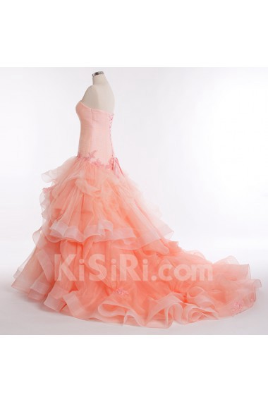 Tulle, Satin Sweetheart Chapel Train Sleeveless Mermaid Dress with Rhinestone