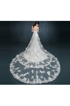 Tulle, Lace, Satin Sweetheart Cathedral Train Sleeveless A-line Dress with Rhinestone