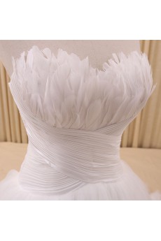 Tulle, Satin Sweetheart Chapel Train Sleeveless Ball Gown Dress with Feather