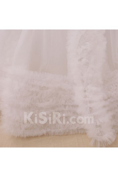 Tulle, Satin Sweetheart Chapel Train Sleeveless Ball Gown Dress with Feather