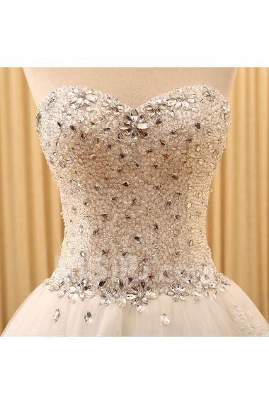 Tulle Sweetheart Cathedral Train Sleeveless A-line Dress with Rhinestone, Sequins