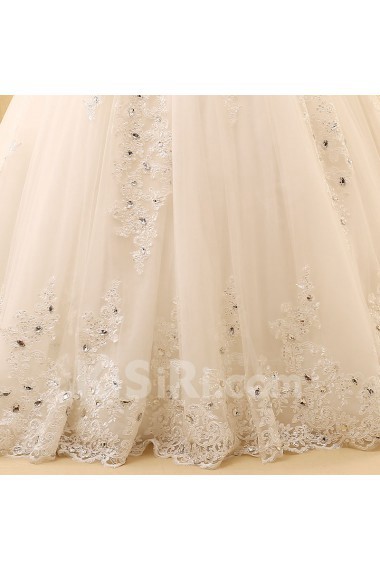 Tulle Sweetheart Cathedral Train Sleeveless A-line Dress with Rhinestone, Sequins