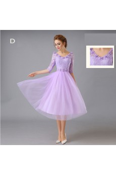 Lace Tea-length A-line Dress