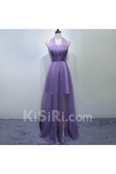 Tulle Floor Length Strapless Sleeveless A-line Dress