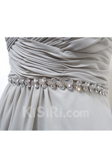 Chiffon Sweep Train Sweetheart Sleeveless A-line Dress with Rhinestone