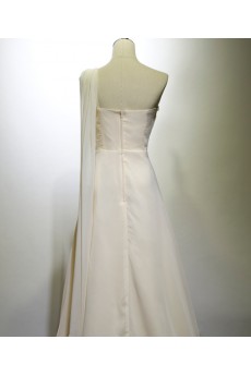 Chiffon Floor Length One-shoulder Sleeveless A-line Dress with Rhinestone