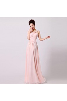 Chiffon Floor Length Sleeveless A-line Dress with Ruched