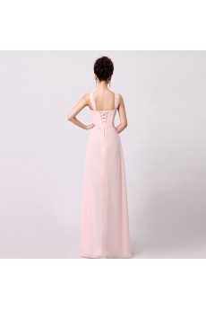 Chiffon Floor Length Sleeveless A-line Dress with Ruched