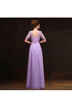 Chiffon, Lace Floor Length A-line Dress