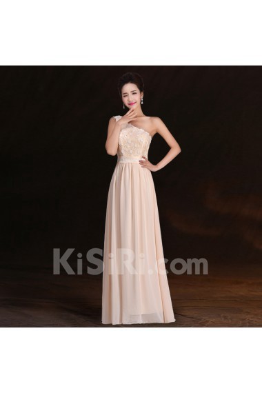 Lace, Chiffon Floor Length Sleeveless A-line Dress