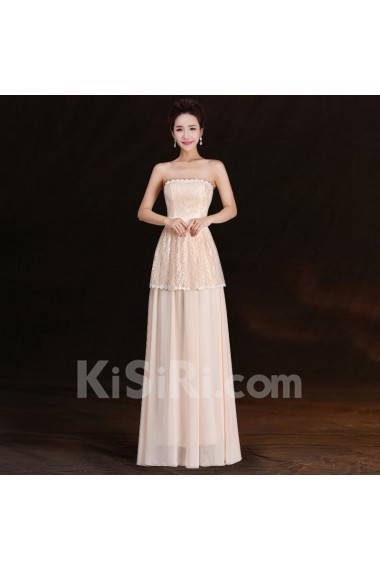 Lace, Chiffon Floor Length Sleeveless A-line Dress