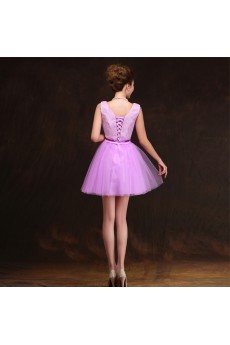 Organza, Lace Short/Minin Ball Gown Dress with Sash