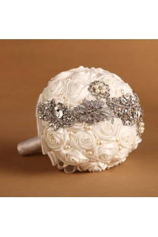 Elegant Round Shape Light Beige Wedding Bridal Bouquet