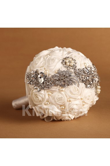 Elegant Round Shape Light Beige Wedding Bridal Bouquet