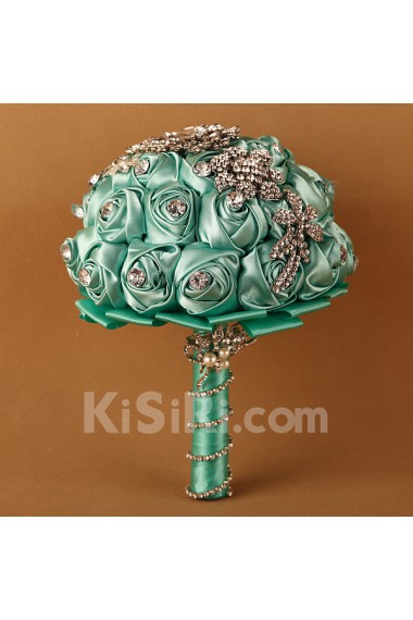 Elegant Round Shape Full Lake Green Wedding Bridal Bouquet