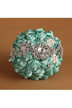 Elegant Round Shape Full Lake Green Wedding Bridal Bouquet