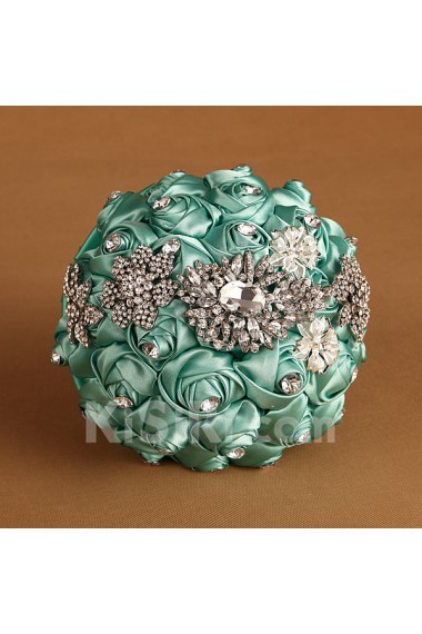 Elegant Round Shape Full Lake Green Wedding Bridal Bouquet