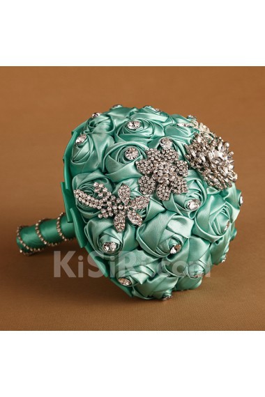 Elegant Round Shape Full Lake Green Wedding Bridal Bouquet