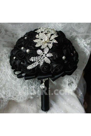 Elegant Round Shape Black Wedding Bridal Bouquet