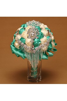 Tiffany Blue Round Wedding Bridal Bouquet with Ribbons