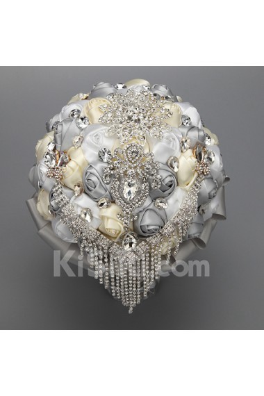 Top Quality Round Shape Wedding Bridal Bouquet with Ribbons