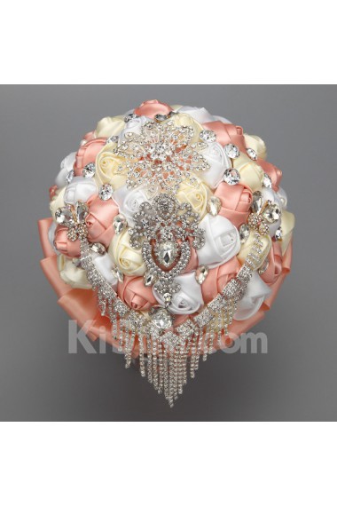 Top Quality Round Shape Wedding Bridal Bouquet with Rhinestones