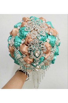 Top Quality Round Shape Wedding Bridal Bouquet with Ribbons