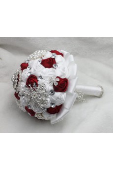 Elegant Handmade Round Shape Satin Wedding Bridal Bouquet 