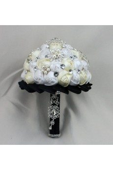 Elegant Handmade Round Shape Satin Wedding Bridal Bouquet 