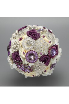 Romantic Rose Bouquet with Purple Diamond Wedding Bridal Bouquet Of Bride 