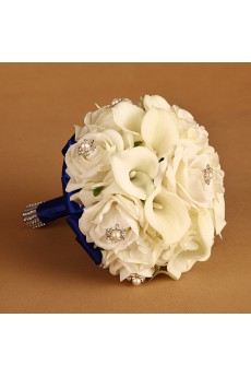 PE Roses with Pearl Round Shape Wedding Bridal Bouquet